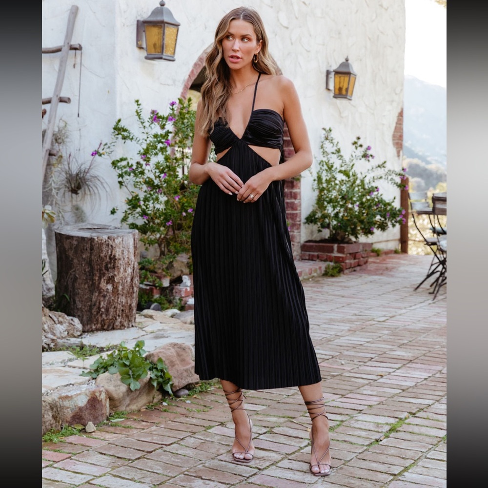 Black VICI dress with cutouts and tie back